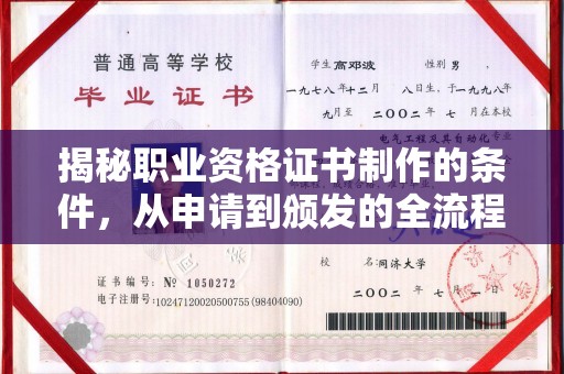 碑林揭秘职业资格证书制作的条件，从申请到颁发的全流程解析